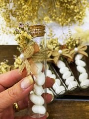 Cam Tüp Şişe Şekerli Jüt Fiyonklu - Söz Kına Nişan Nikah Hediyelik Süsleme