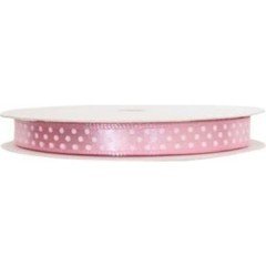 1 Cm Pembe Puanlı Saten Kurdele 10 Metre