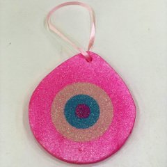 Nazar Boncuğu Strafor Köpükten Yapışkanlı 14x15cm Pembe 2 Adet