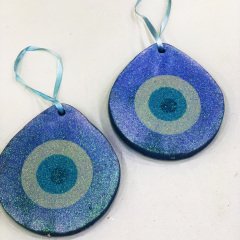 Nazar Boncuğu Strafor Köpükten Yapışkanlı 14x15cm Mavi 2 Adet
