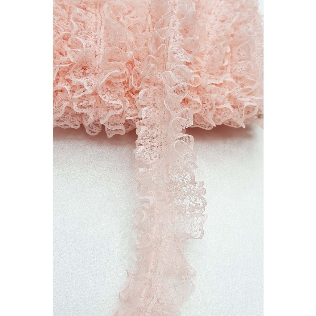 Yavruağzı Pudra Çift Taraflı Dantel Fırfır 4 cm 3 Metre