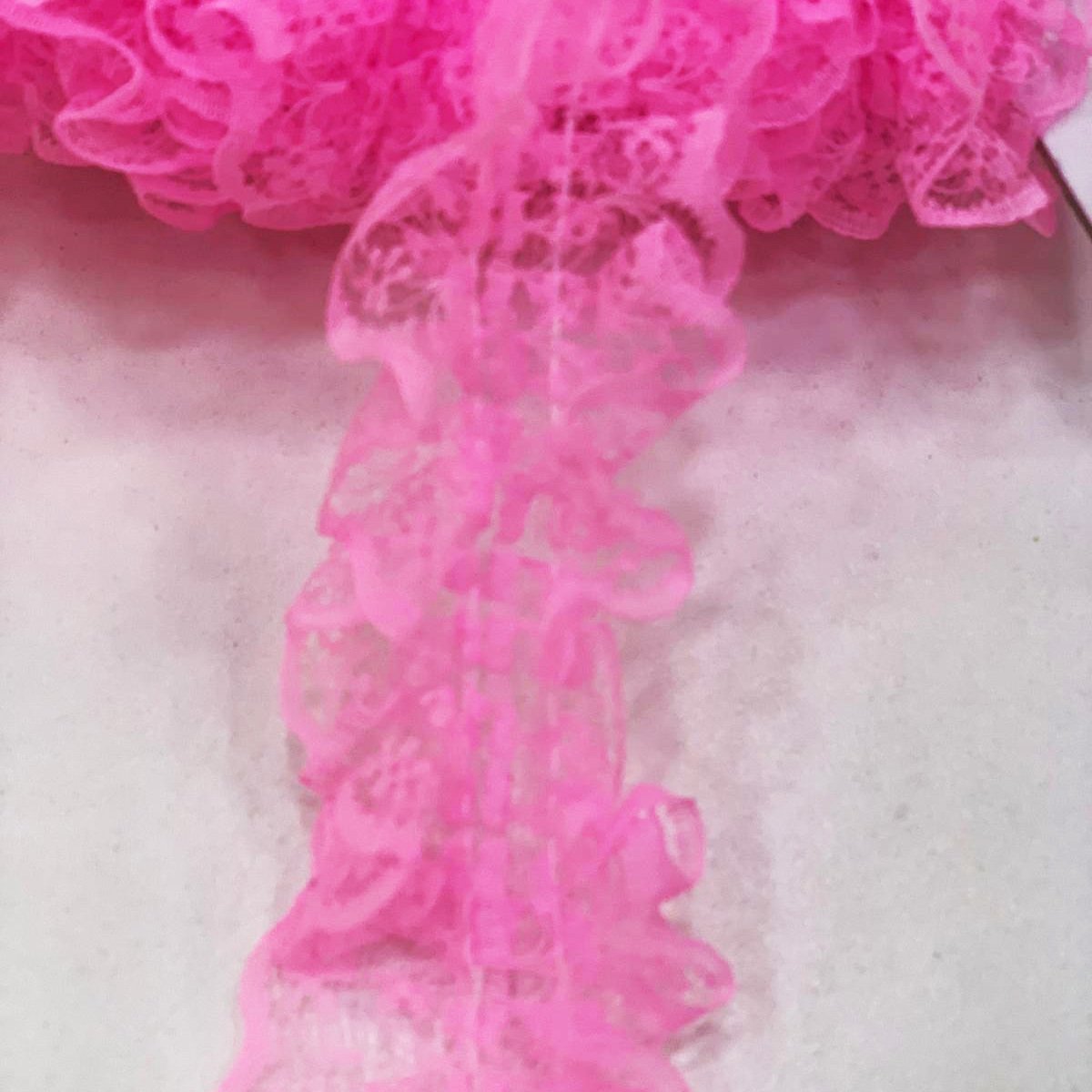 Pembe Çift Taraflı Dantel Fırfır 4 cm 1 Metre
