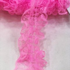 Pembe Çift Taraflı Dantel Fırfır 4 cm 1 Metre