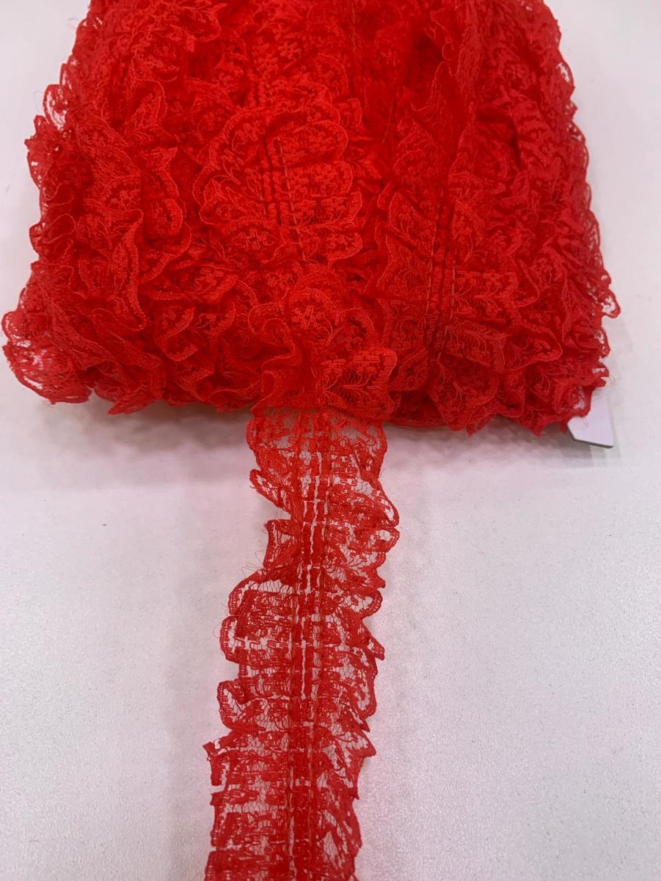 Kırmızı Çift Taraflı Dantel Fırfır 4 cm 1  Metre