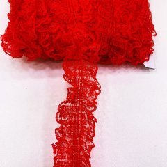 Kırmızı Çift Taraflı Dantel Fırfır 4 cm 3  Metre