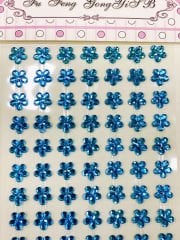 Kristal Çiçek Taş Mavi Sticker Yapışkanlı 84 Adet