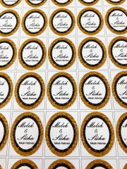 Yapışkanlı İsim Etiketi 3,5 x 4.5 cm Gold Siyah 30 Adet  Kına - Söz - Nişan - Nikah - Bebek Etiketi