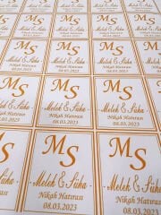 Yapışkanlı İsim Etiketi 3,5 x 4.5 cm Gold 30 Adet Kına - Söz - Nişan - Nikah -Sünnet - Bebek Etiketi