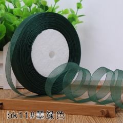 Organze  Kurdele 1 Cm 45 Metre Koyu Yeşil Konsept Hediyelik Süsleme