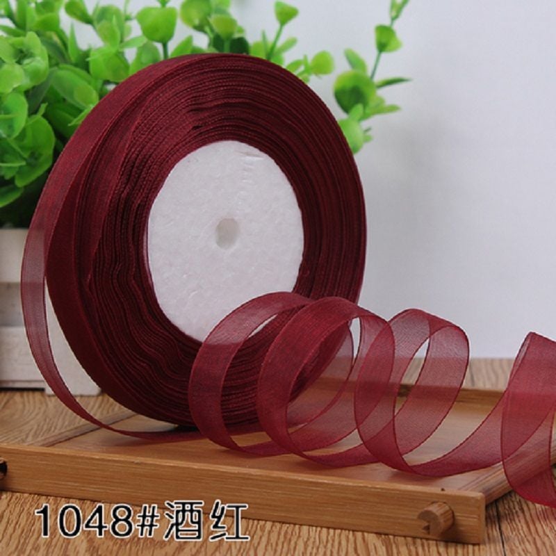 Organze  Kurdele 1 Cm 45 Metre Bordo Konsept Hediyelik Süsleme