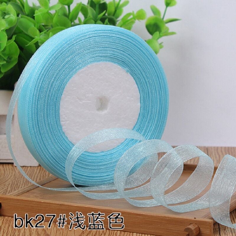 Organze  Kurdele 1 Cm 45 Metre Açık Mavi Konsept Hediyelik Süsleme