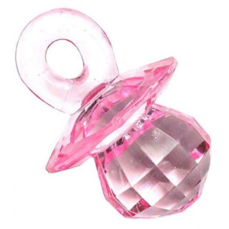 Kristal Akrilik Pembe Emzik 12 Adet Orta Boy 2 x 3 Cm  Konsept Hediyelik Süsleme Bebek Şekeri