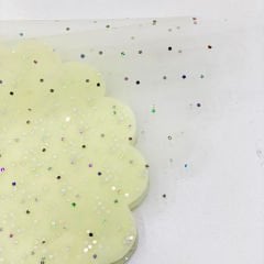 Krem Taşlı Organze Hazır Kesilmiş Tül 18 cm 100 Adet