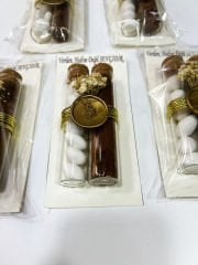 Çift Tüp Şişe Kahveli Şekerli Gold Mühürlü  25 Adet Söz - Nişan - Nikah Şekeri Konsept Hediyelik