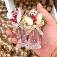 Vazo Şişe Plastik Saray Kapaklı 50cc Kolonya Kırmızı Çiçek Süslü