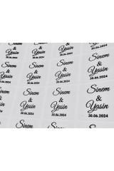 Kare Şeffaf İsim Etiketi 3,5 x 3,5 cm 75 Adet Kına Söz Nişan Nikah Düğün Etiketi Yapışkanlı Sticker