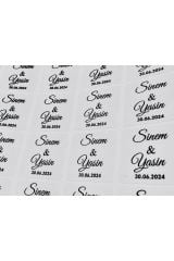 Kare Şeffaf İsim Etiketi 5 x 5 cm 35 Adet Kına Söz Nişan Nikah Düğün Etiketi Yapışkanlı Sticker