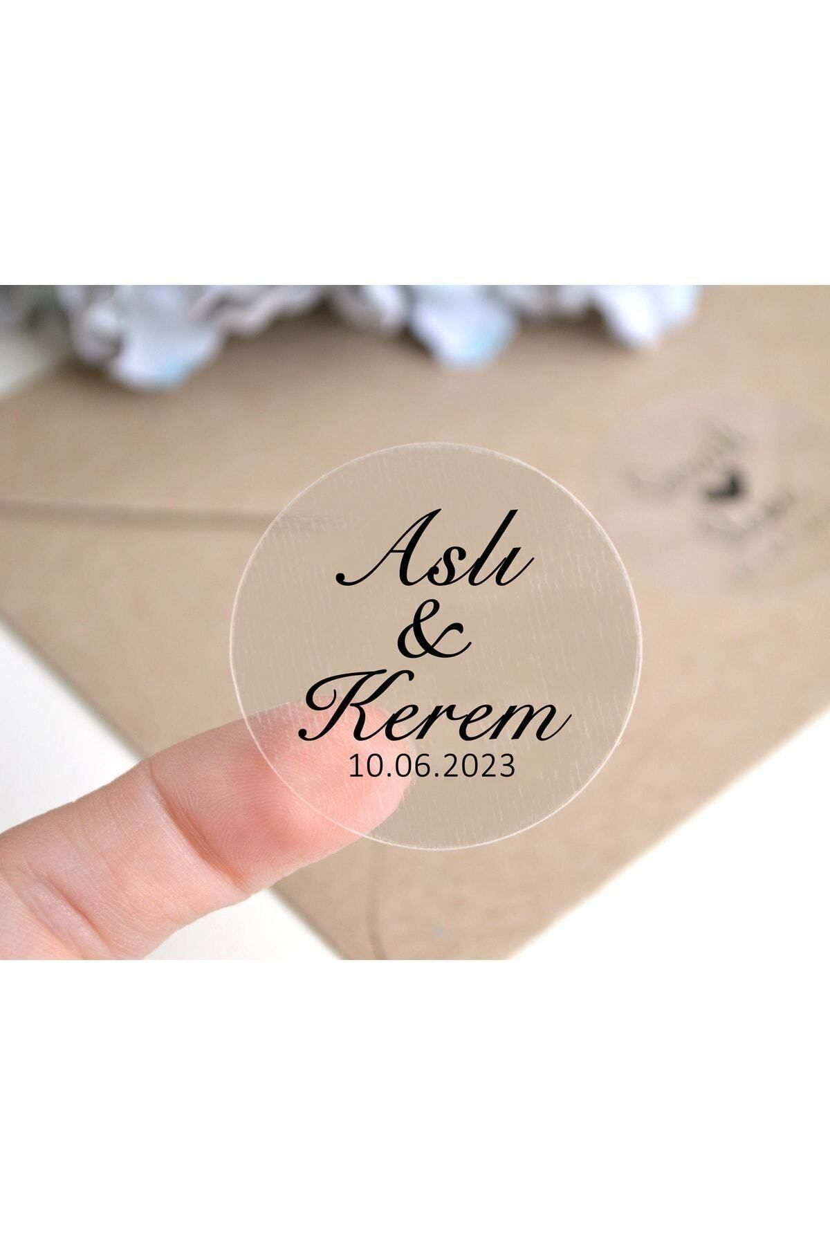 Yuvarlak Şeffaf İsim Etiketi 5 x 5 cm 35 Adet Kına Nişan Nikah Düğün Etiketi Yapışkanlı Sticker