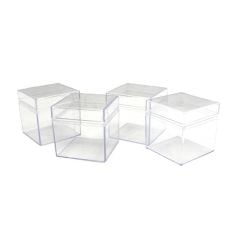 Mika Kutu Küp Kapaklı Şeffaf 4 x 4 x 4 Cm 25 Adet
