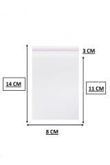Bantlı Şeffaf Jelatin Poşet 8 x 14 cm Yapışkanlı Poşet 100 Adet