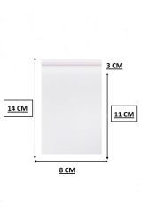 Bantlı Şeffaf Jelatin Poşet 8 x 14 cm Yapışkanlı Poşet 50 Adet