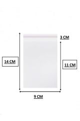 Bantlı Şeffaf Jelatin Poşet 9 x 14 cm Yapışkanlı Poşet 100 Adet
