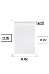 Bantlı Şeffaf Jelatin Poşet 11 X 20 cm Yapışkanlı Poşet 100 Adet