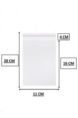 Bantlı Şeffaf Jelatin Poşet 11 X 20 cm Yapışkanlı Poşet 50 Adet