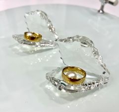 Cam Kristal İstiridye İncili Yüzük Yükseltici Dekoratif Süs 2 Adet