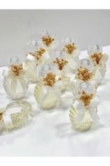 İstiridye Plastik Şişe Saray Kapaklı 40cc Kolonya İncili  Söz - Nişan - Nikah Şekeri Hediyelik