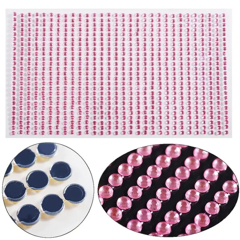 Kendinden Yapışkanlı Kristal Süsleme Taşları Sticker Açık Pembe 6mm Boncuk 500 Adet Süsleme