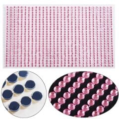 Kendinden Yapışkanlı Kristal Süsleme Taşları Sticker Açık Pembe 6mm Boncuk 500 Adet Süsleme
