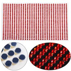 Kendinden Yapışkanlı Kristal Süsleme Taşları Sticker Açık Kırmızı 6mm Boncuk 500 Adet Süsleme