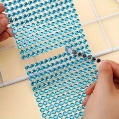 Kendinden Yapışkanlı Kristal Süsleme Taşları Sticker Açık Mavi 6mm Boncuk 500 Adet Süsleme