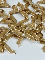 Jüt Kurdele İncili Kenarı Gold Simli Hazır Fiyonk 20 Adet Süsleme Konsept Hediyelik