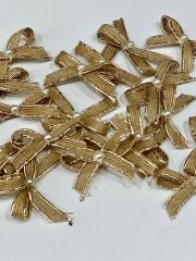 Jüt Kurdele İncili Kenarı Gold Simli Hazır Fiyonk 20 Adet Süsleme Konsept Hediyelik
