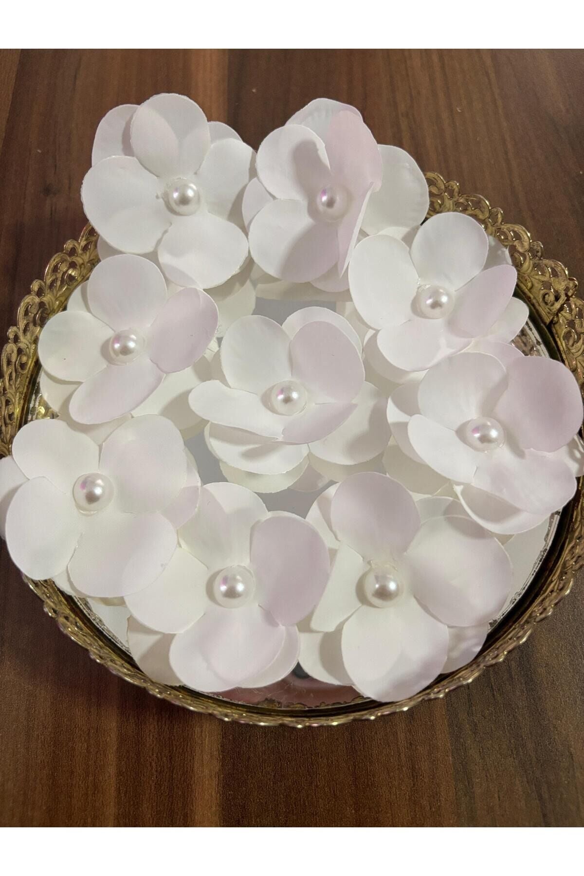 İncili Islak Ortanca Yapay Hazır Çiçek Beyaz 25 Adet Dekoratif Konsept Hediyelik Süsleme