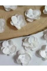 İncili Islak Ortanca Yapay Hazır Çiçek Beyaz 25 Adet Dekoratif Konsept Hediyelik Süsleme