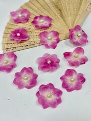 İncili Islak Ortanca Yapay Hazır Çiçek Fuşya 25 Adet Dekoratif Konsept Hediyelik Süsleme