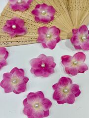 İncili Islak Ortanca Yapay Hazır Çiçek Fuşya 25 Adet Dekoratif Konsept Hediyelik Süsleme