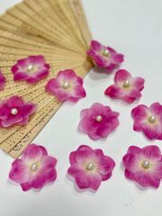 İncili Islak Ortanca Yapay Hazır Çiçek Fuşya 25 Adet Dekoratif Konsept Hediyelik Süsleme