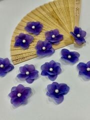 İncili Islak Ortanca Yapay Hazır Çiçek Mor 25 Adet Dekoratif Konsept Hediyelik Süsleme