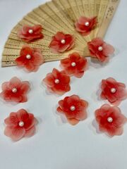 İncili Islak Ortanca Yapay Hazır Çiçek Nar Çiçeği Rengi 25 Adet Dekoratif Konsept Hediyelik Süsleme