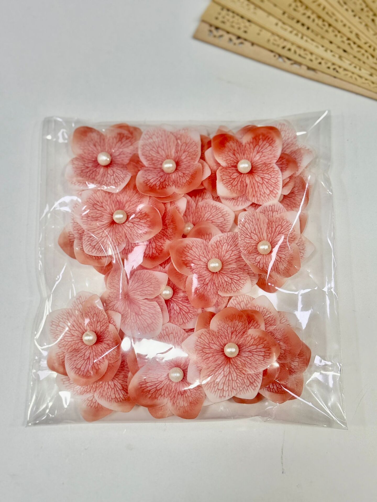 İncili Islak Ortanca Yapay Hazır Çiçek Açık Turuncu 25 Adet Dekoratif Konsept Hediyelik Süsleme