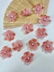 İncili Islak Ortanca Yapay Hazır Çiçek Açık Turuncu 25 Adet Dekoratif Konsept Hediyelik Süsleme