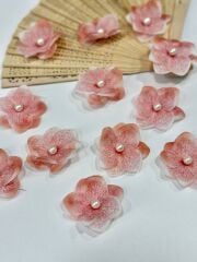 İncili Islak Ortanca Yapay Hazır Çiçek Açık Turuncu 25 Adet Dekoratif Konsept Hediyelik Süsleme