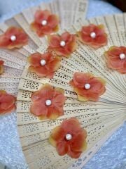 İncili Islak Ortanca Yapay Hazır Çiçek Turuncu 25 Adet Dekoratif Konsept Hediyelik Süsleme