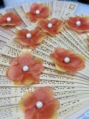 İncili Islak Ortanca Yapay Hazır Çiçek Turuncu 25 Adet Dekoratif Konsept Hediyelik Süsleme